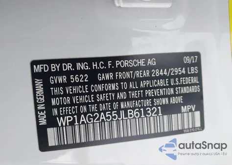 2018 Porsche Macan Gts from USA, damaged, VIN WP1AG2A55JLB61321